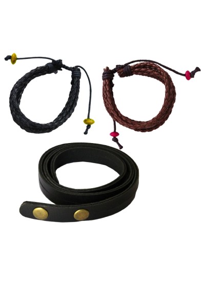 menjewell  Jewellery Stylish & Fancy Multicolor Combo Leather Adjustable Bracelet